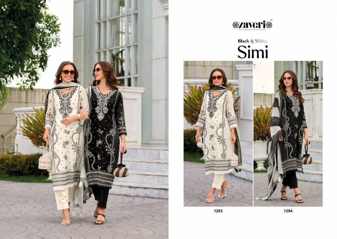 Black And White Simi By Zaveri Embroidered Wedding Wear Readymade Suits Wholesale Price In Surat
